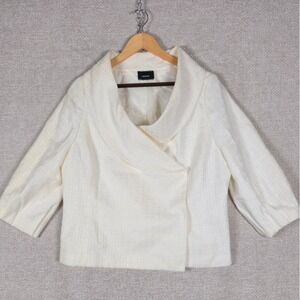 Doncaster Collection Cream Textured Shawl Collar Wrap Blazer Jacket Womens 18